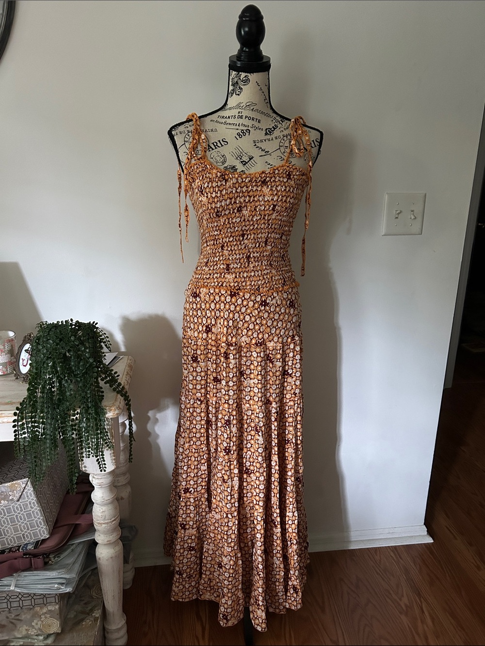 Poupette St. Barth Smocked Maxi Dress Women's size XS